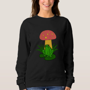 Cottagecore Goblincore Frog Under Mushroom Forest Sweatshirt