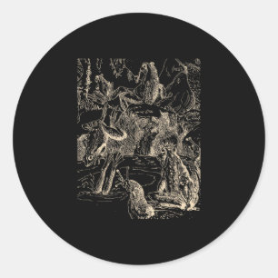 Cottagecore Goblincore Pond Snail Swimming Frog Classic Round Sticker