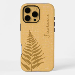 Cottagecore Gold Forest Fern Custom Name iPhone 16 Pro Max Case
