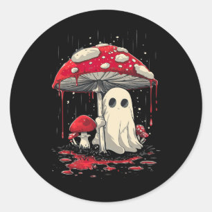 Cottagecore Halloween Shirt Ghost Mushroom Spooky Classic Round Sticker