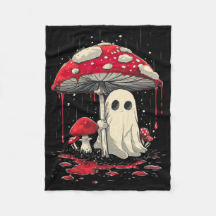 Cottagecore Halloween Shirt Ghost Mushroom Spooky Fleece Blanket