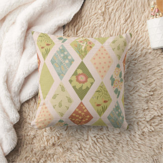 Cottagecore Harlequin Patchwork Quilt Pattern Cushion