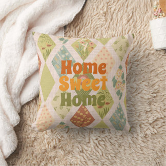 Cottagecore Harlequin Patchwork Quilt Pattern Cushion