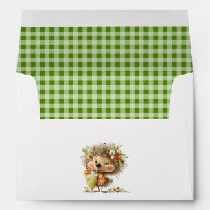 Cottagecore Hedgehog Gingham Envelope
