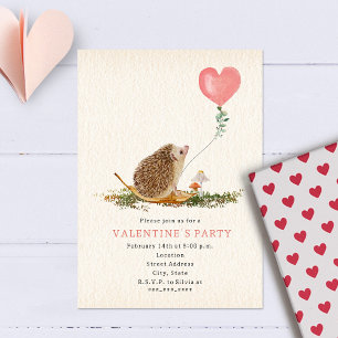 Cottagecore Hedgehog Mushrooms Valentine's Party Invitation