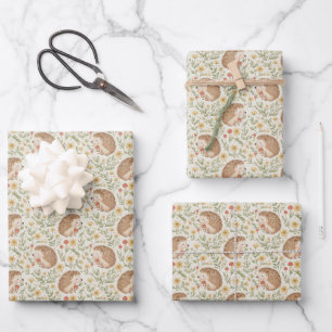 Cottagecore Hedgehog Wrapping Paper Sheet