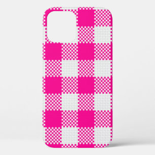 cottagecore hot pink gingham plaid iPhone 12 case
