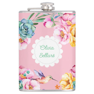 Cottagecore Hummingbird Hip Flask