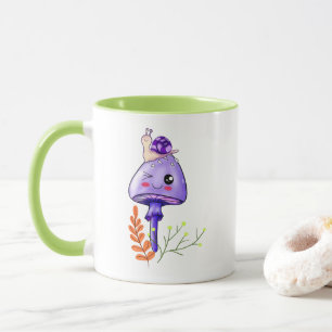 cottagecore kawaii mushroom and snail mug
