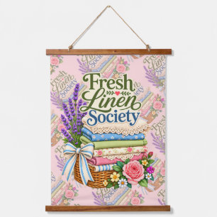 Cottagecore Laundry Lavender Floral Linens Hanging Tapestry