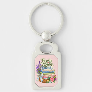 Cottagecore Laundry Lavender Floral Linens Key Ring