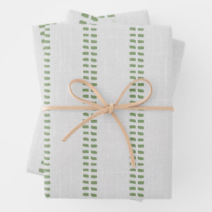 Cottagecore Linen stripes simple green cabin decor Wrapping Paper Sheet