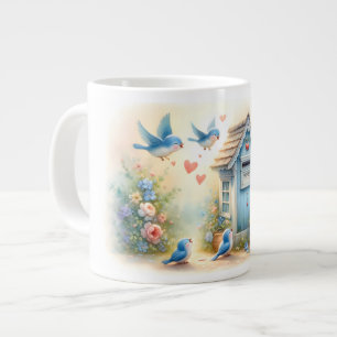 Cottagecore Love Letters Bluebird Mailbox Large Coffee Mug