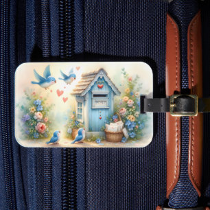 Cottagecore Love Letters Bluebird Mailbox Luggage Tag