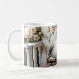 Cottagecore Lovebird Floral Quilt Scene Coffee Mug