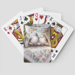 Cottagecore Lovebird Floral Quilt Scene Playing Cards