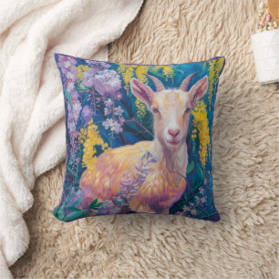 Cottagecore Lucky Capricorn Throw Pillow 