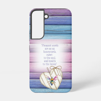 Cottagecore Mauve Blue Wood Heart Bee Faith Samsung Galaxy Case