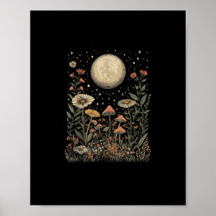 Cottagecore Moon Mushroom Moonphase Goblincore Poster