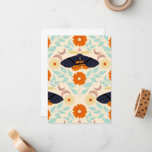 Cottagecore Moth Pattern Art | Retro Floral Design