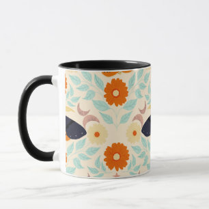 Cottagecore Moth Pattern Art Retro Floral Design Mug