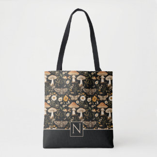 Cottagecore Mushroom and Flowers with Name Tote Bag