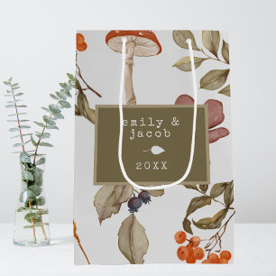 Cottagecore Mushroom Botanical Woodsy Christmas Medium Gift Bag