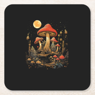 Cottagecore Mushroom Cottagecore Aesthetic Goblinc Square Paper Coaster