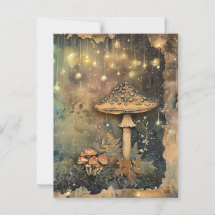 Cottagecore Mushroom Fairy Light Postcard