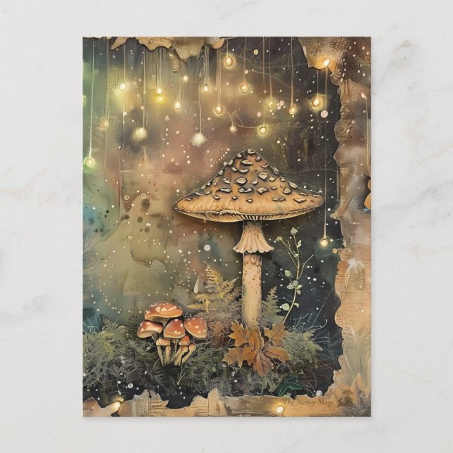 Cottagecore Mushroom Fairy Light Postcard (Front)