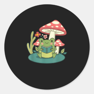 Cottagecore Mushroom Forest Toad Goblincore Mycolo Classic Round Sticker
