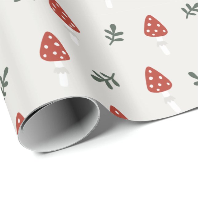 Cottagecore Mushroom Pattern Gift Wrapping Paper (Roll Corner)