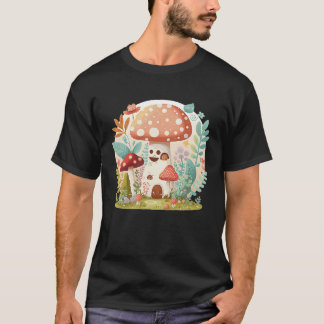 Cottagecore Mushroom Toadstool House Cute Forest T-Shirt