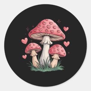 Cottagecore Mushroom Valentines Cute Heart Nature  Classic Round Sticker