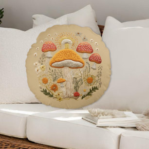 Cottagecore MushroomRound Pillow