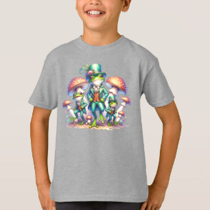 Cottagecore Mushrooms Fancy Dancing Green Frogs T-Shirt