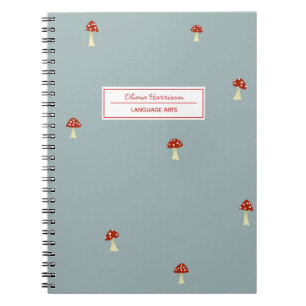 Cottagecore Mushrooms Name and Subject Notebook