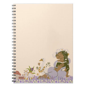 Cottagecore Notebook, Girl Reading a Book