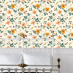 Cottagecore Orange and Green Wallpaper