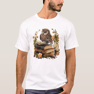 Cottagecore Owl Reading T-Shirt