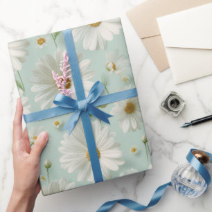 Cottagecore Pastel Daisy Mint Floral Pattern Wrapping Paper