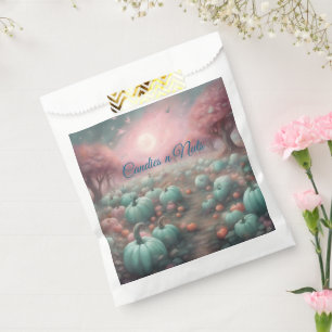 Cottagecore personalised Pink & Mint Pumpkin Patch Favour Bag
