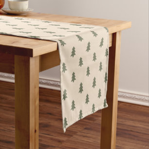 Cottagecore Pine Tree Neutral Farmhouse Winter Short Table Runner