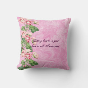 Cottagecore Pink Flowers Custom Throw Pillow