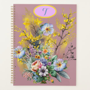 Cottagecore Pink Watercolor Spring Flowers Planner