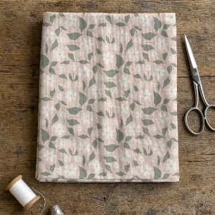 Cottagecore Pink & White Daisy Floral Botanical Fabric