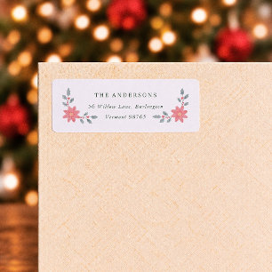 Cottagecore Poinsettia Christmas Return Address Label