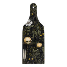 Cottagecore pumpkin skull cutting board