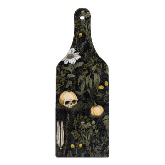 Cottagecore pumpkin skull cutting board