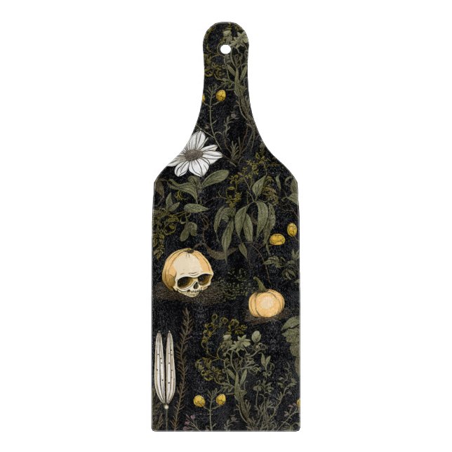 Cottagecore pumpkin skull cutting board (Front)